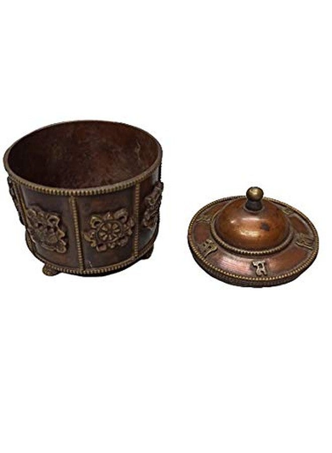 NIM Antique Table showpiece Box with 8 Lucky Sign Brown Color - Image 2